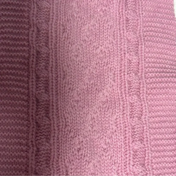 Mariele Waithe 100% CASHMERE fringed cable-knit scarf Cozy Pink Soft Girl 8X66 - Picture 10 of 13